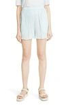 Vince Crushed Pleat Shorts In Blue