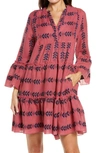 Elan Grecian Cover-up Dress In Rose Navy Arrow Print