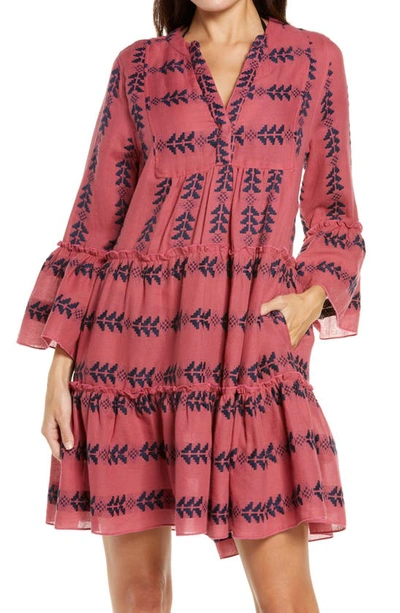 Elan Grecian Cover-up Dress In Rose Navy Arrow Print