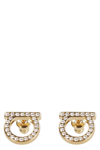 Ferragamo Gancini Crystals Brass Earrings In Gold