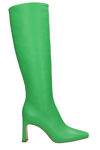 LIU •JO SQUARED LH 01 HIGH HEELS BOOTS IN GREEN LEATHER