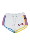 GCDS COTTON FLEECE SHORTS WITH DRAWSTRING AND LUREX LETTERING