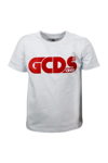 GCDS SHORT SLEEVE CREWNECK T-SHIRT WITH LOGO AND FLUORESCENT LETTERING