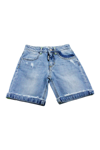 Msgm Worn-effect Denim Shorts In Light Blue In Denim