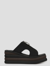 Stella Mccartney Stretch Scuba Zip Slide Sandals In Black