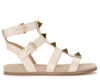Michael Kors Wren Gladiator Flats In Beige Leather In Nero