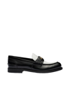 Miu Miu Two-tone Leather Loafers In Black White