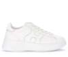 Hogan Rebel Sneakers With Multicolor Stitching In Bianco
