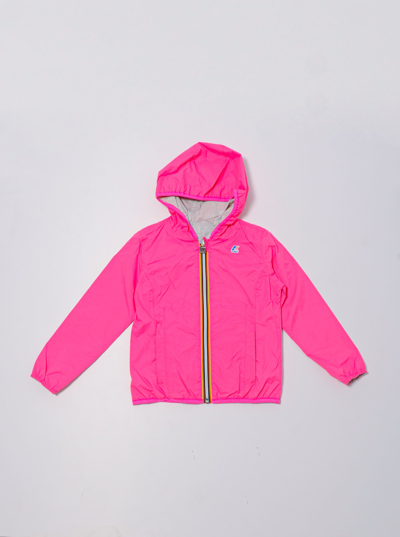 K-way Kids' Lily Plus Double Jacket In Fuxia Fluo-grigio