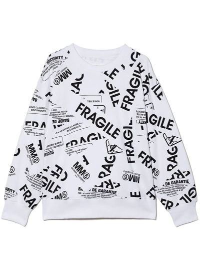 Maison Margiela Kids' White Cotton Sweatshirt In Bianco