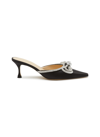 MACH & MACH CRYSTAL DOUBLE BOW POINT TOE SATIN MULES