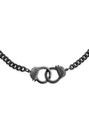 Bling Jewelry Black Handcuff Necklace Lock