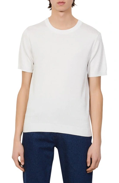 Sandro Pablo Crewneck Classic-fit Knitted T-shirt In Ecru