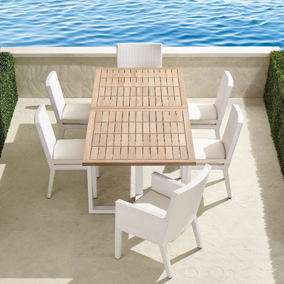 Frontgate Pierce 7-pc. Expandable Teak Dining Set In White Finish