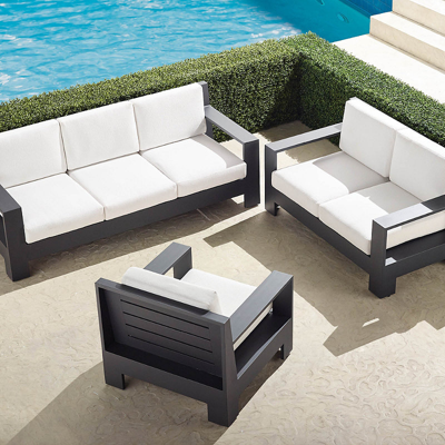 Frontgate St. Kitts 3-pc. Sofa Set In Matte Black Aluminum