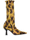 Amy Crookes Brown Lucienne 80 Leopard Print Boots In Green