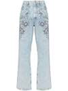 ISABEL MARANT FLORAL-EMBROIDERED STRAIGHT-LEG JEANS