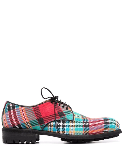 Vivienne Westwood Multicolor Check Utility Oxfords In Red