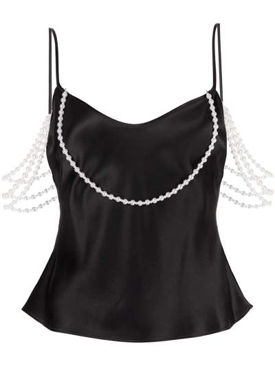 Rosie Assoulin Faux Pearl-embellished Silk-satin Camisole In Black