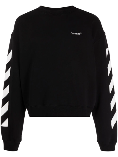 Off-white Off White Mans Black Jersey Wave Diag Sweatshirt