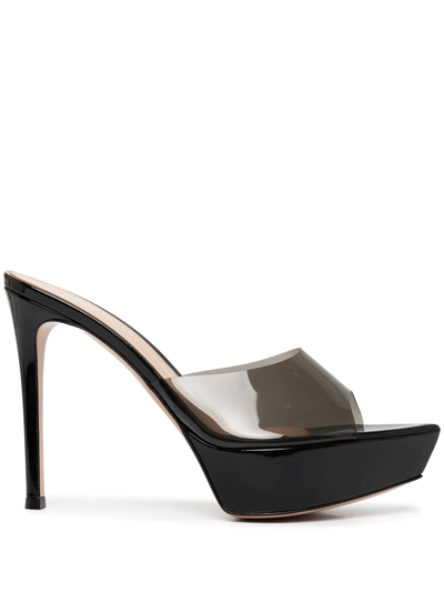 Gianvito Rossi Betty Pvc And Leather Platform Mules In Black
