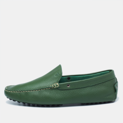 Pre-owned Tod's Green Leather Driving Loafers Size 42