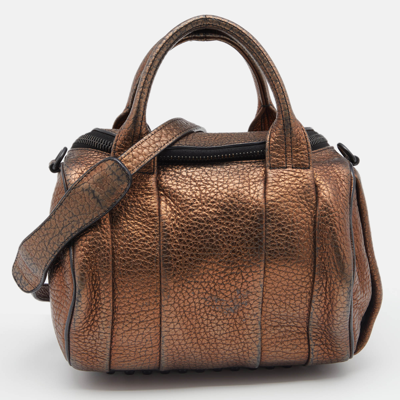 Pre-owned Alexander Wang Metallic Bronze Pebbled Leather Rocco Duffel Bag In Brown