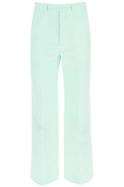Casablanca Wool Blend Trousers With Jacquard Embroidery In Green