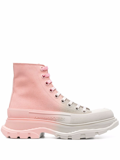 Alexander Mcqueen Womens Pink Cotton Ankle Boots