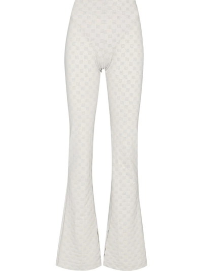 Misbhv Monogram Print Reflective Flared Trousers In Grey