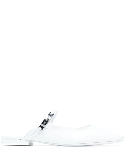 By Far Etta Flat Mules In Weiss