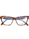 Saint Laurent Tortoiseshell-effect Cat Eye-frame Glasses In Brown