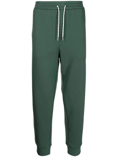 Emporio Armani Embroidered Logo Tapered Track Trousers In Grün