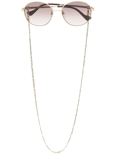 Gucci Square Tinted Sunglasses In Gold