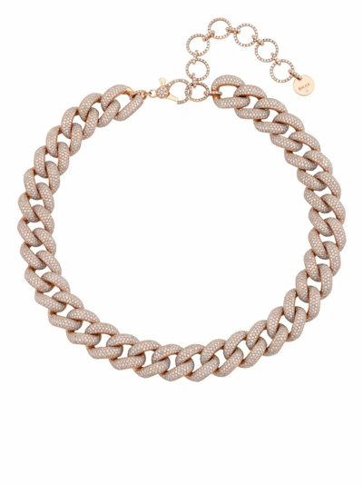 Shay 18kt Rose Gold Jumbo Link Diamond Choker Necklace In Pink