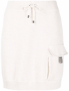 Brunello Cucinelli Drawstring Ribbed-knit Miniskirt In Neutrals