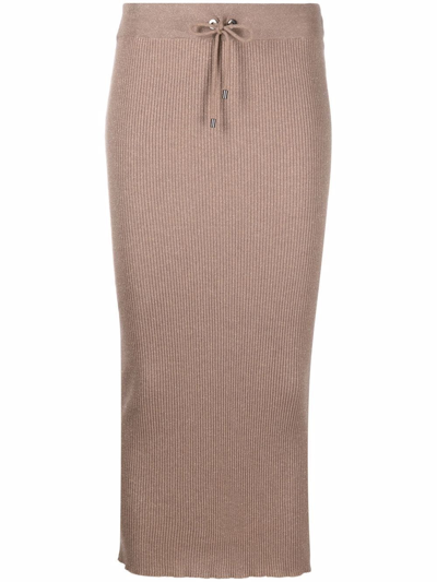 Brunello Cucinelli Cashmere And Silk-blend Midi Skirt In Brown