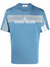 STONE ISLAND LOGO-EMBROIDERED STRIPED T-SHIRT