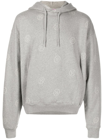 Martine Rose Monogram-print Pullover Hoodie In Grey