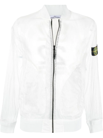 Stone Island Lightweight Sheer Bomber Jacket In White