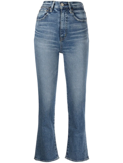 Moussy Vintage Cardeno Cropped Flares In Blue