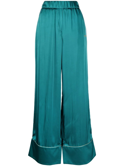 Off-white High-waisted Palazzo Trousers In Grün