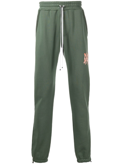 Amiri Logo-print Relaxed-fit Cotton-jersey Jogging Bottoms In Green / Peach