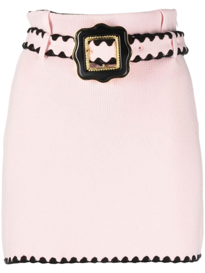 Cormio Helga Belted Knit Mini Skirt In Pink