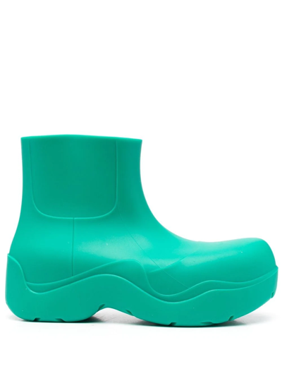Bottega Veneta Green Puddle Boots In 3227 Acid Turquoise
