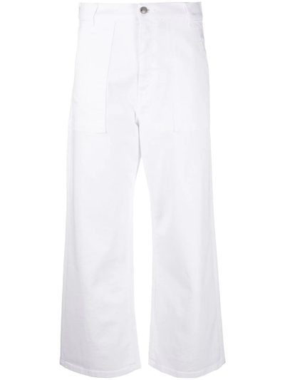 Fay Cropped Flared Trousers In White