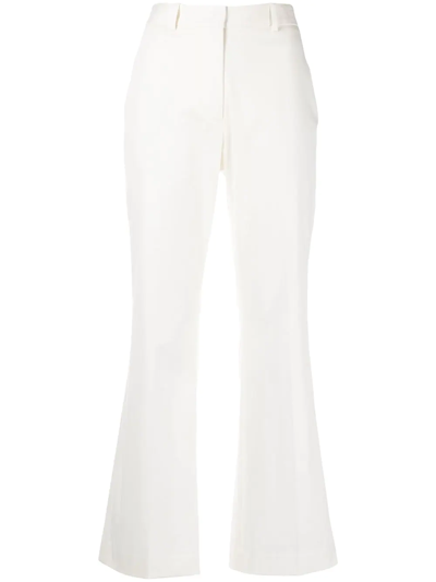 Nili Lotan Corette Cropped Wool-gabardine Straight-leg Pants In Ivory