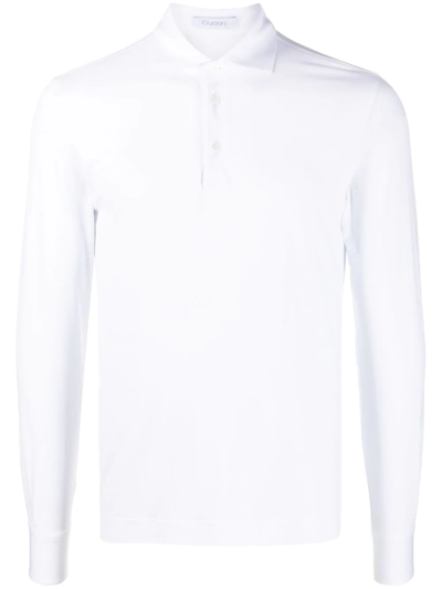 Cruciani Long Sleeve Polo Shirt In Weiss