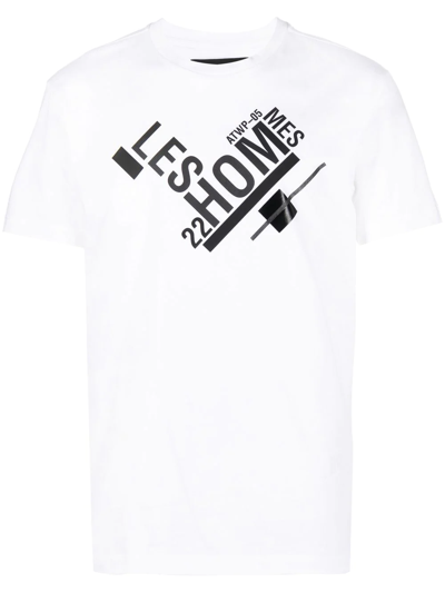 Les Hommes Logo-print Short-sleeved T-shirt In White/black
