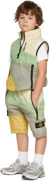 Stone Island Kids Yellow & Green Airbrush Shorts In V0030 Yellow